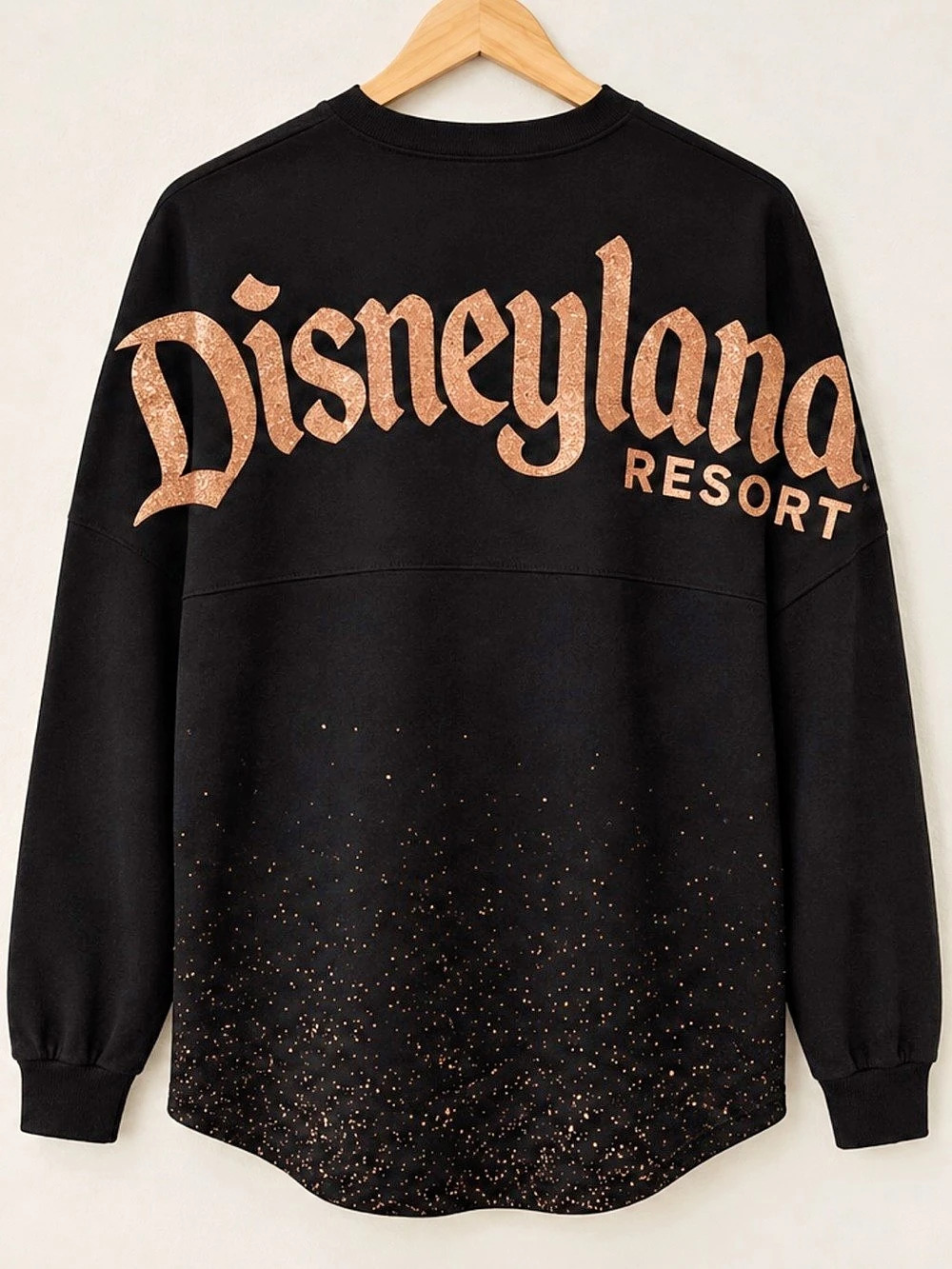 Disney Parks x Spirit Jersey Disneyland Resort Black Rose Gold Glitter splatter